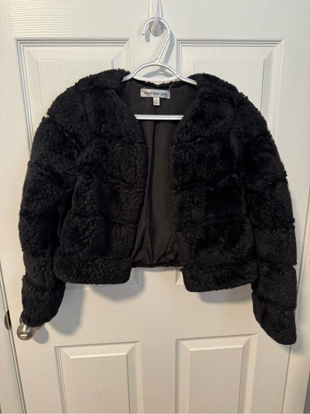 Madden Girl Black Plush Puffer Jacket